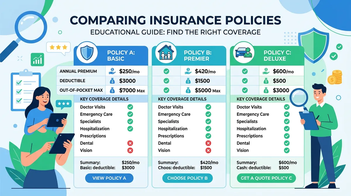 Учебная иллюстрация к сравнению разделов страховых полисов